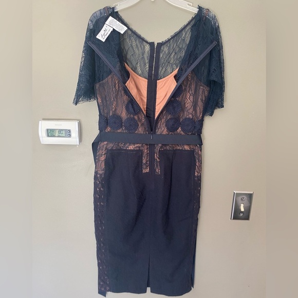 ANTHROPOLOGIE x BYRON LARS •RARE• Beguile Navy Blue Carissima Lace Dress Size 2P - Picture 11 of 14
